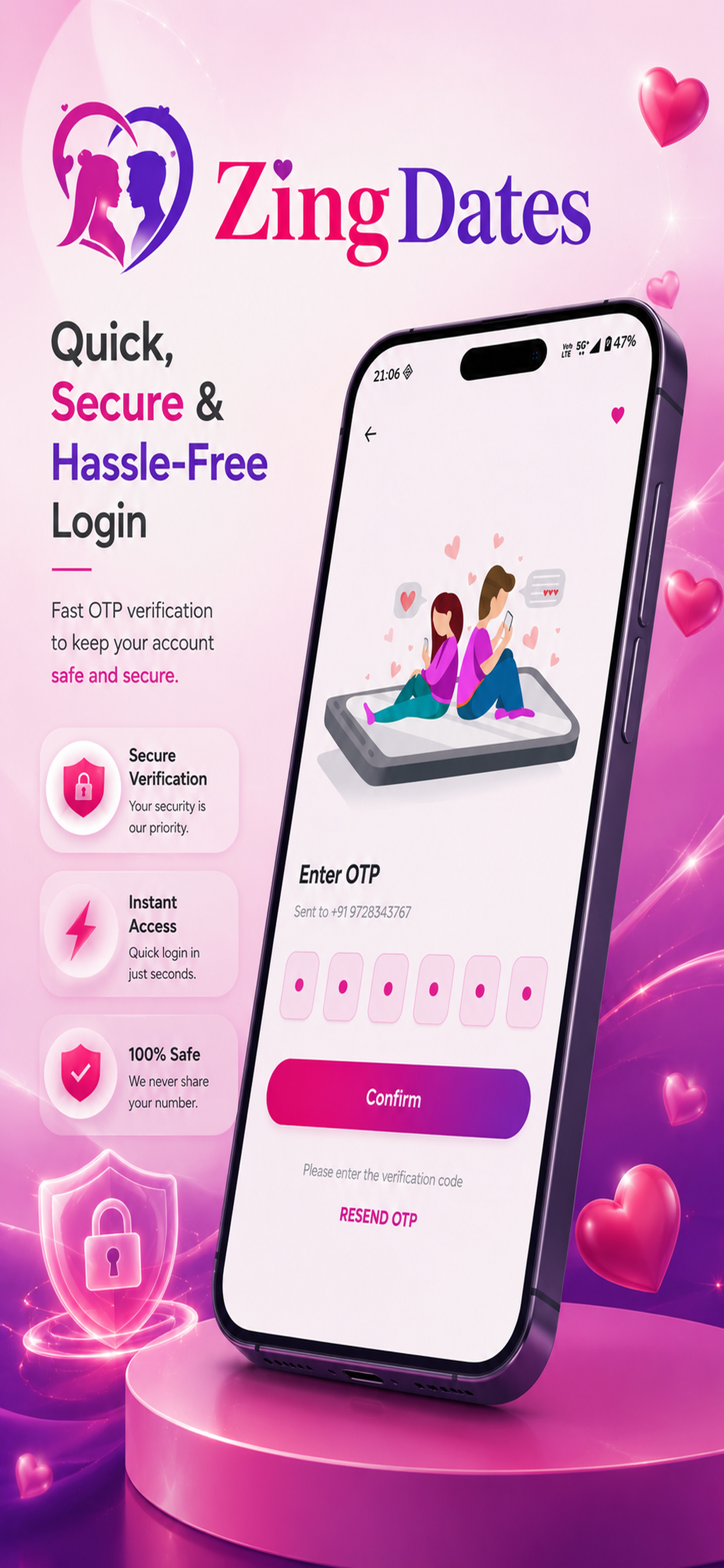 ZingDates — quick, secure and hassle-free login